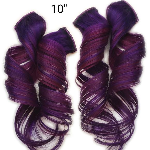 10" Purple Burgundy Fuchsia Human Hair Extensions - Picture 1 of 2